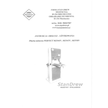 DTR Piła taśmowa PERFECT – MJ 344N, MJ 345N, MJ 550N